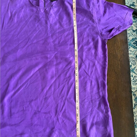 Vintage Quarters Purple Silk Blouse Pullover Shirt Shoulder Pads Keyhole Small - Picture 7 of 9